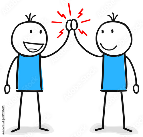 Zwei Figuren geben sich ein High Five Handschlag