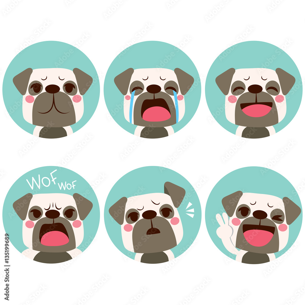 Cute little pet dog with different emoji expressions Cute little pet dog with different emoji expressions
