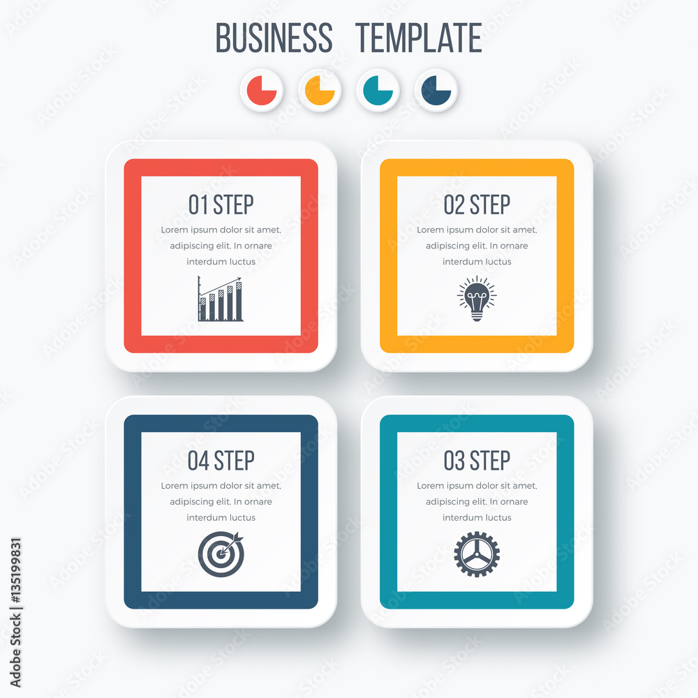 Infographics template four options with square Infographics template four options with square