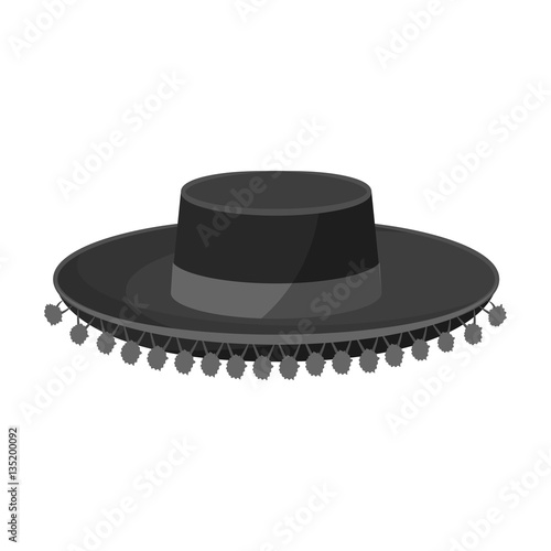 Traditional spanish hat icon in monochrome style isolated on white background. Spain country symbol stock vector illustration.