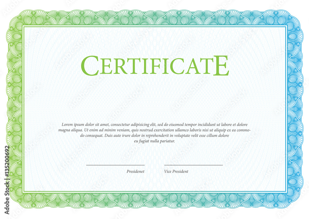 Certificate. Template diploma currency border.