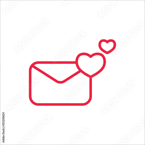 valentine day 14 february card envelope with heart line icon