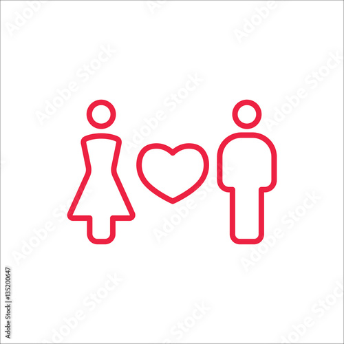 love couple confession sign line icon