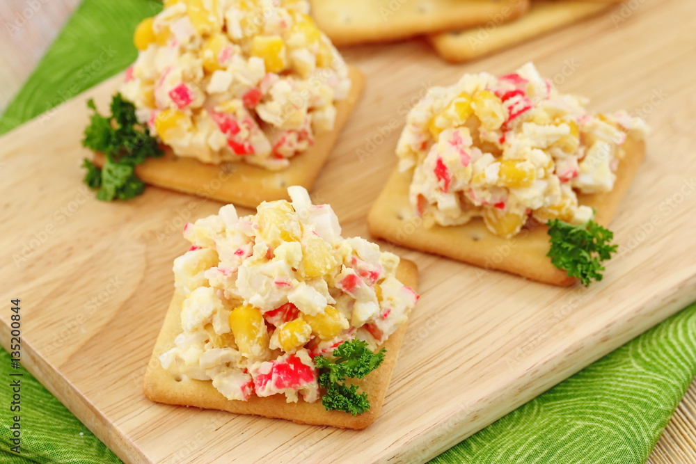 Salad with crab sticks and sweet corn Salad with crab sticks and sweet corn