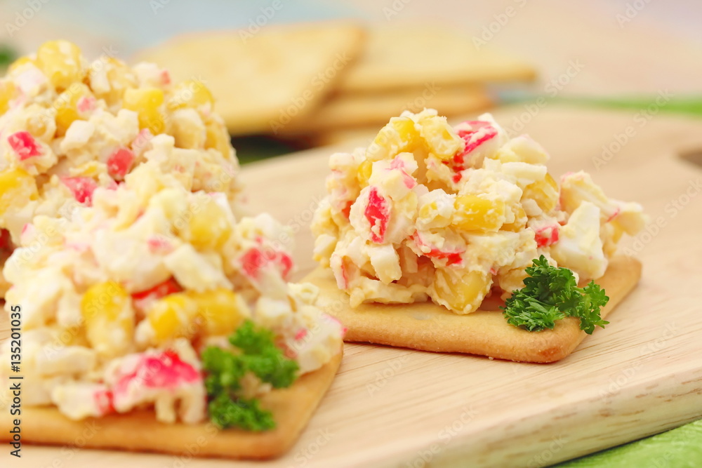 Salad with crab sticks and sweet corn Salad with crab sticks and sweet corn