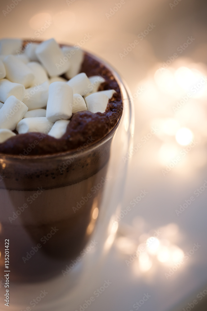 Hot cocoa in mug with mini marshmallows Hot cocoa in mug with mini marshmallows