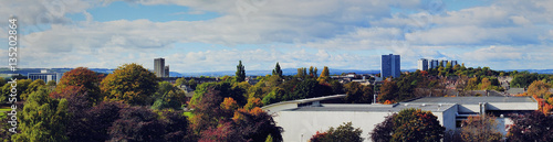 Glasgow in Autumn - view of the Glasgow skyline seen from Bellahouston park.