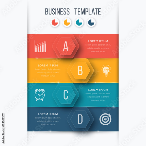 Infographics template four options with hexagon