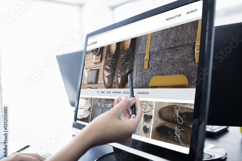Composite image of shop with style homepage photo