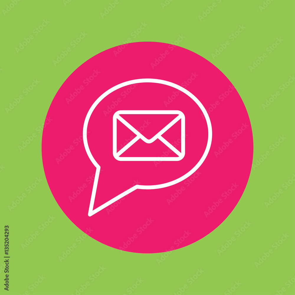 envelope letter mail email line icon white on pink circle on green envelope letter mail email line icon white on pink circle on green