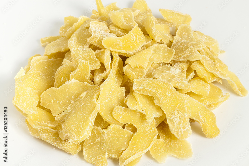 dehydrated ginger slice on white background dehydrated ginger slice on white background