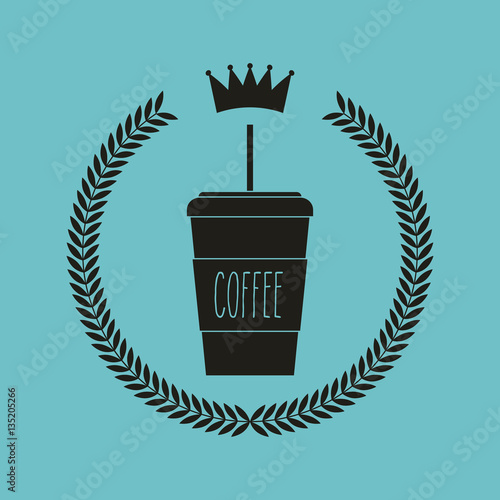 hipster emblem with coffee cup icon over blue background. colorful design. vector illustration