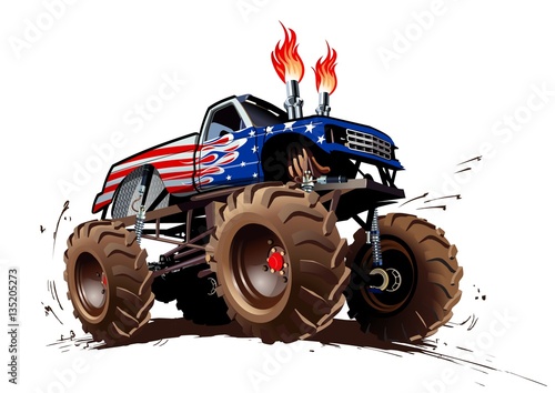Cartoon Monster Truck. Available EPS-10 separated by groups and layers with transparency effects for one-click repaint