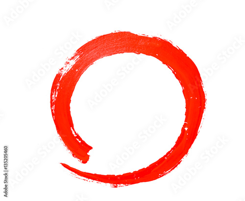 Round Red paint brushstroke