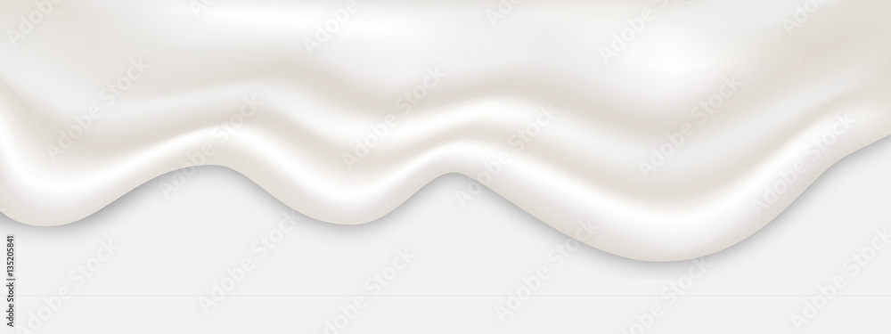 White cream flowing vector illustration. Natural yoghurt dripping concept. - obrazy, fototapety, plakaty 