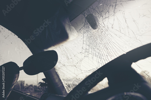 Photography Car accident broken glass
