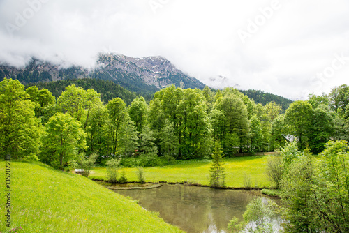 Lake in the Linderhof Palace garden