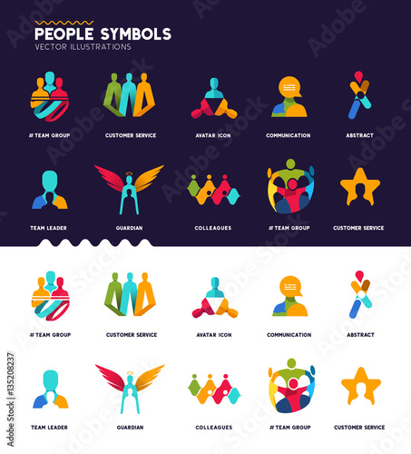 A set of diverse people and team concept design symbols.