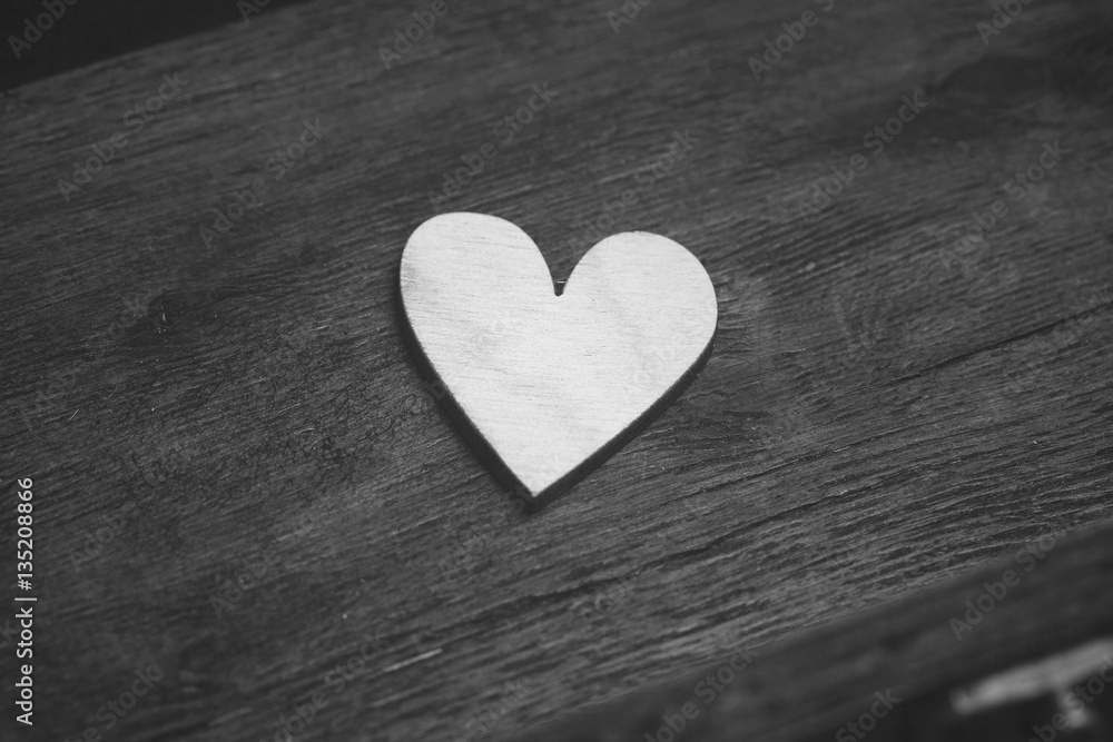 Obraz premium Sign of love and romance - hearts. Black and white photo in a retro style