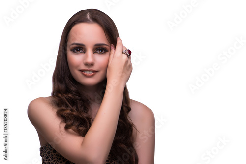 Young woman in beauty concept on white isolated background