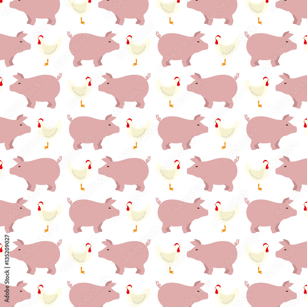 Fototapeta premium animal farm pattern background vector illustration design