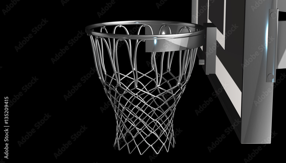 Silver net of a basketball hoop on background, 3d render Silver net of a basketball hoop on background, 3d render