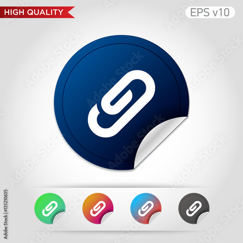 Colored icon or button of clip symbol with background