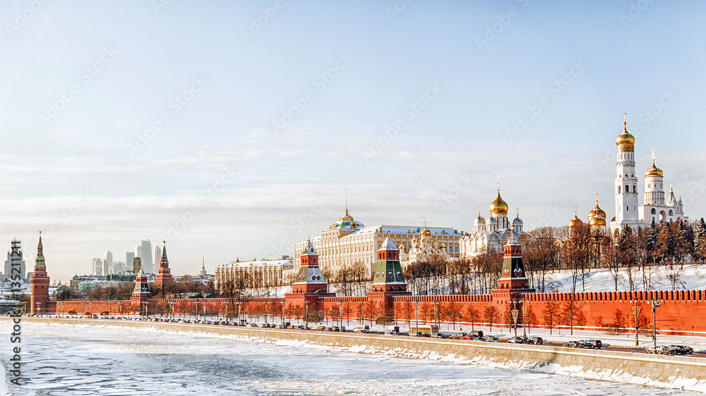 Moscow Kremlin and the Kremlin embankment in winter