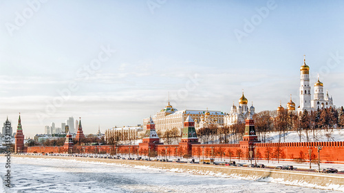Obraz na płótnie Moscow Kremlin and the Kremlin embankment in winter w salonie