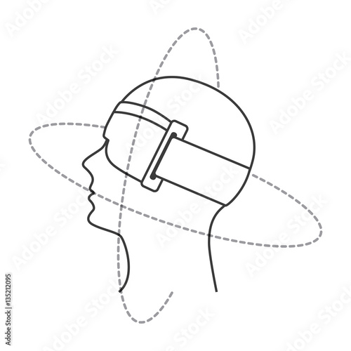 man with augmented reality visor over white background. vector illustration
