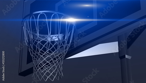 Silver net of a basketball hoop on background  3d render