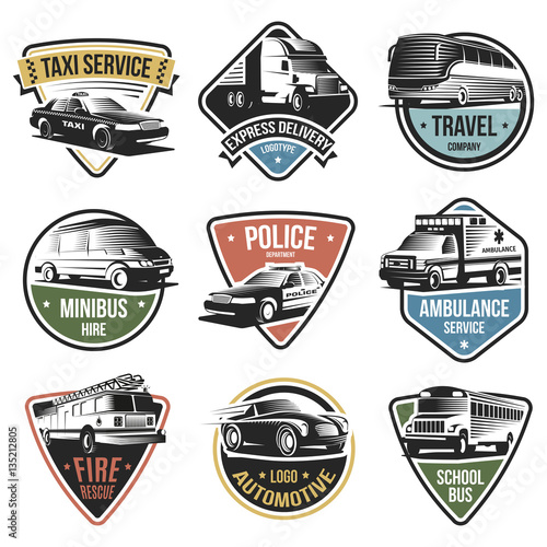Public And Emergency Transport Logos Set
