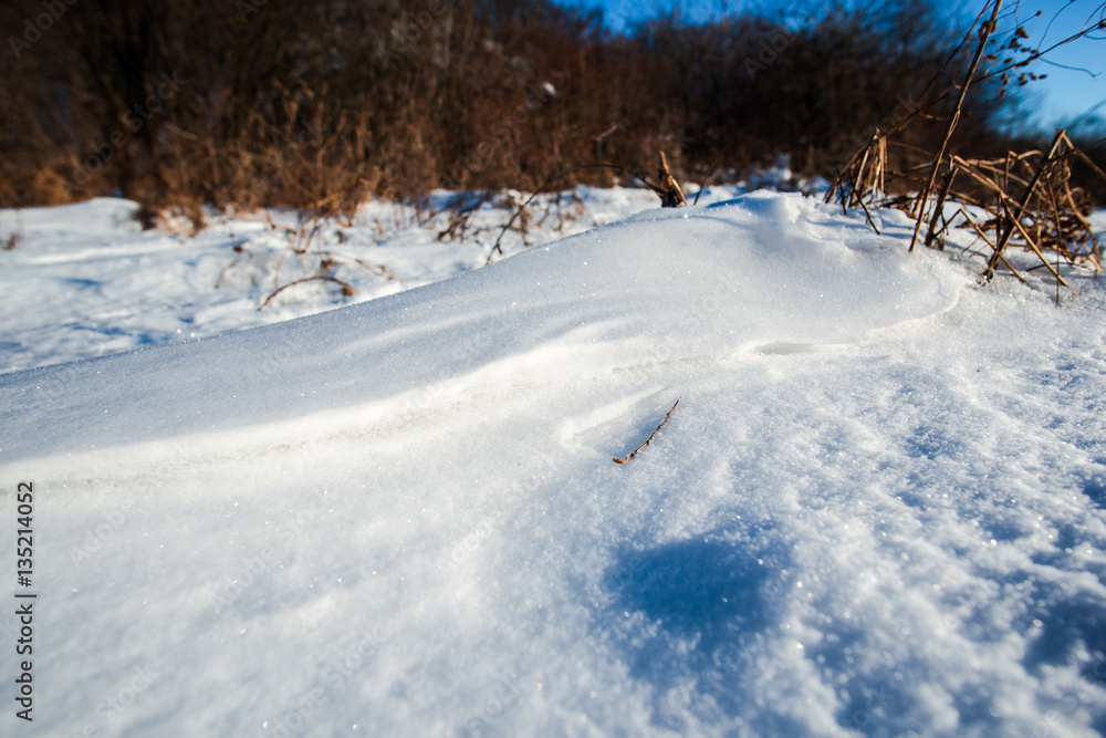 Winter snow with traces