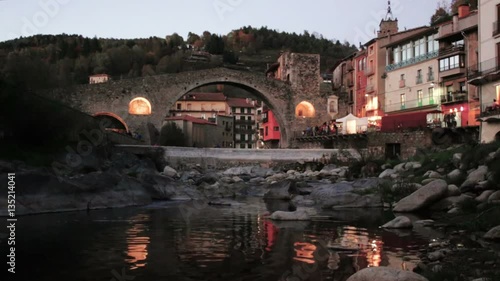 Town of Camprodon in Pyrenees view at warm sunny day photo