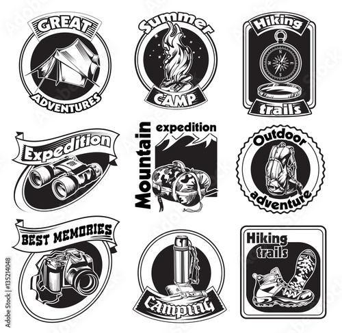 Outdoor Tourism Logos Set