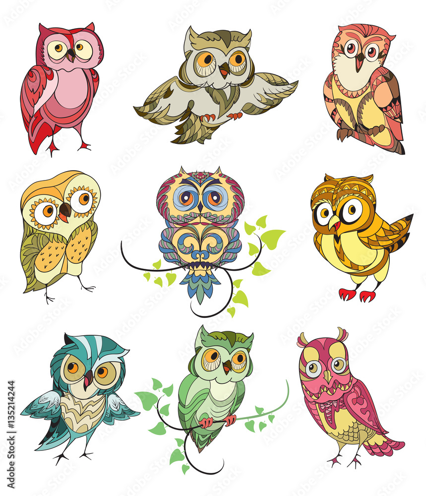 Naklejka premium Colorful Birds Set