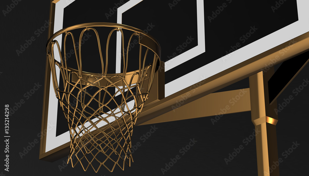 Silver net of a basketball hoop on background, 3d render