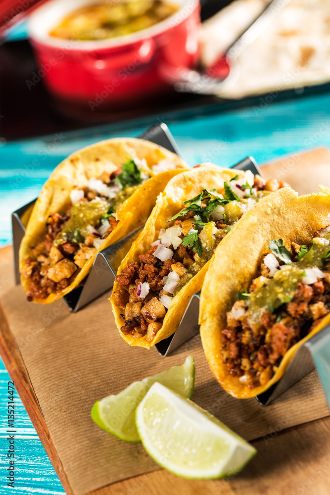 Mexican tacos campechanos