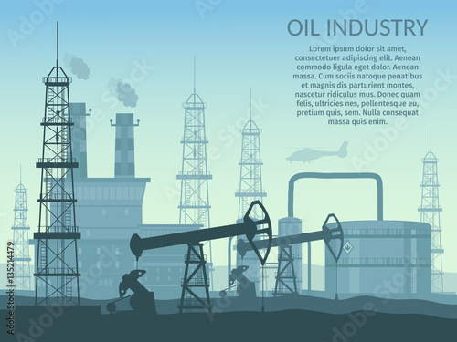 Vector Oil rig industry of processing petrol and transportation infographics production elements of set.