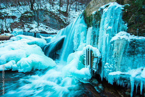 Amazing frozen waterfall photo