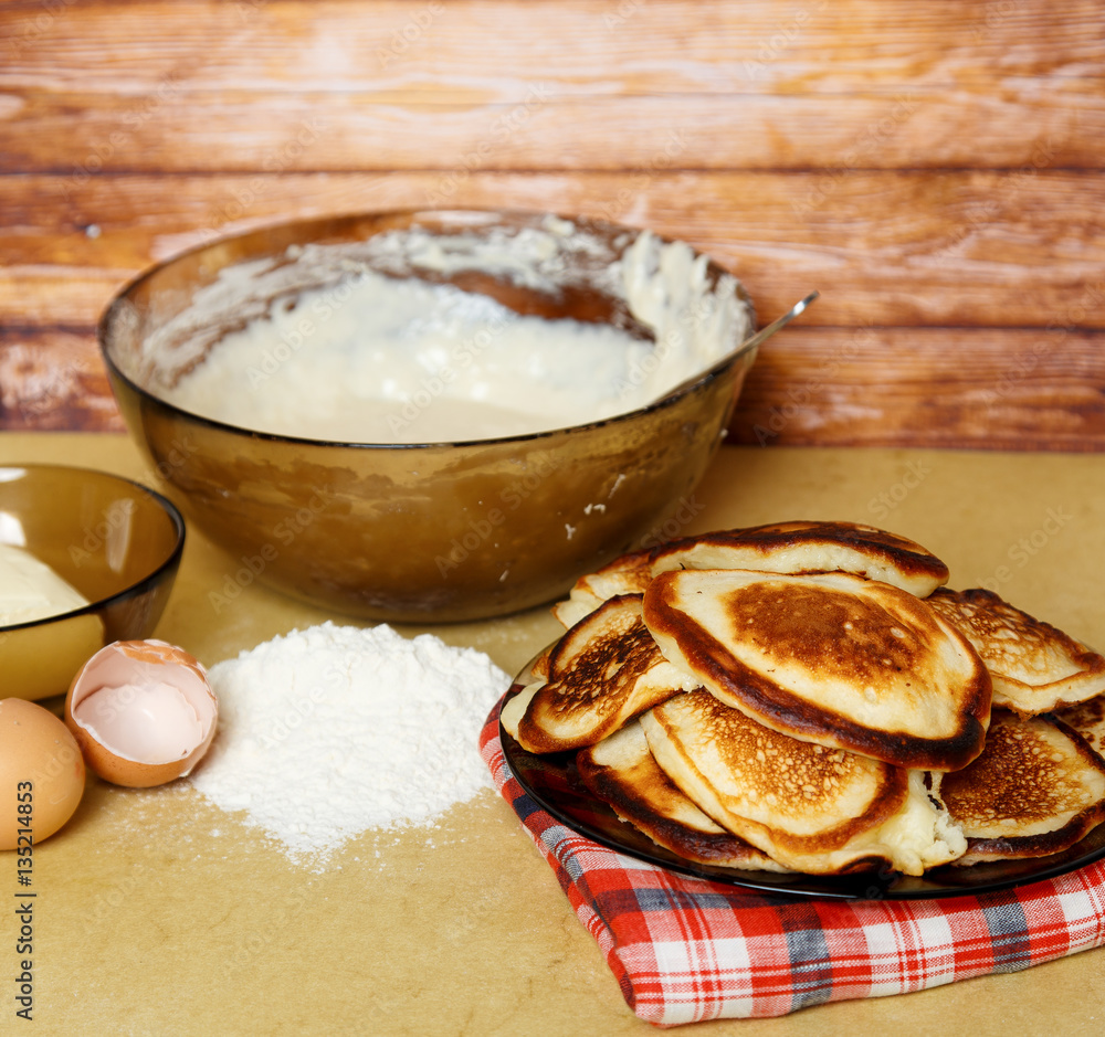 Pancakes. Ingredients for the pancakes. Pancakes. Ingredients for the pancakes.