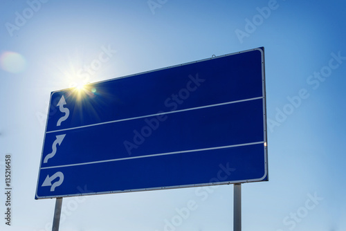Three signs on a plate over the road
