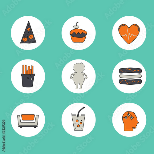 Obesity icons set