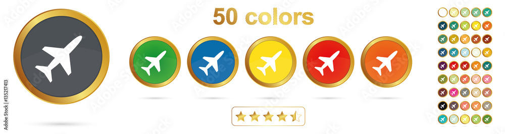 Goldene Flugzeug/Flughafen Buttons Goldene Flugzeug/Flughafen Buttons
