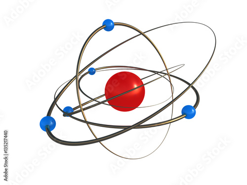 Leinwand Poster Atom, molecular, blue 3d