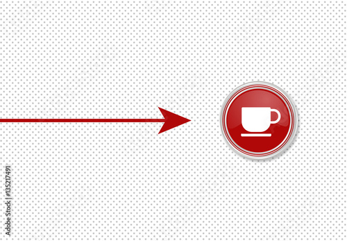 Pfeil zeigt auf Tasse - Kaffeepause