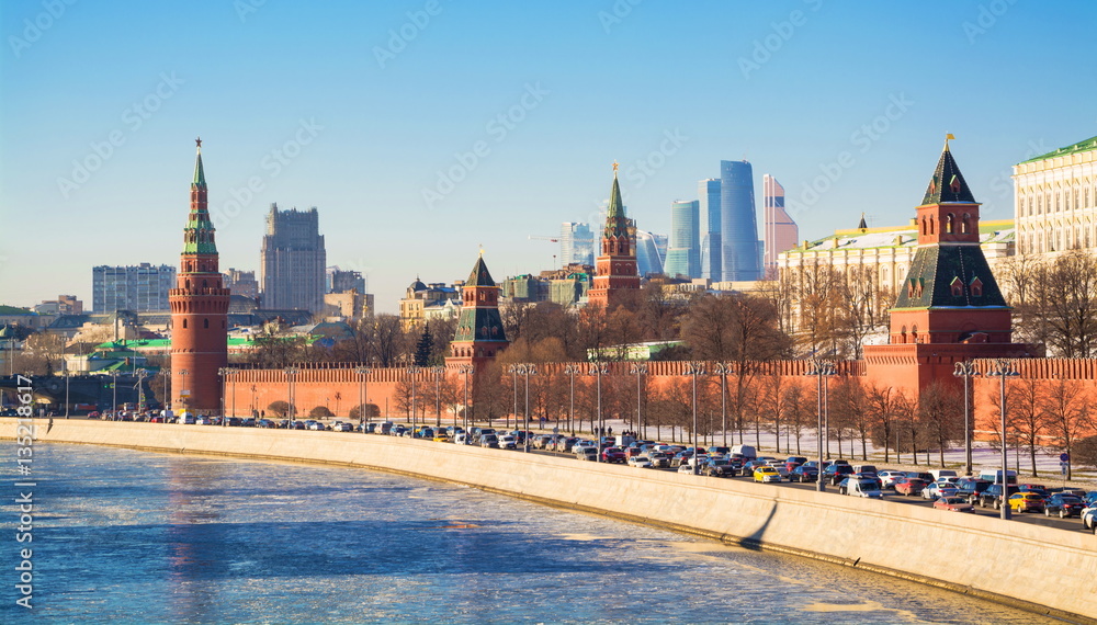 View of the Kremlin, the Kremlin Embankment and Moskva River
