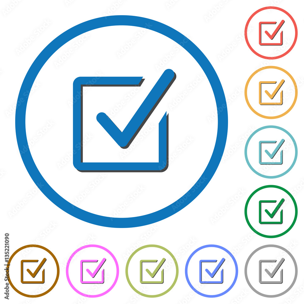 Checked box icons with shadows and outlines Adobe
