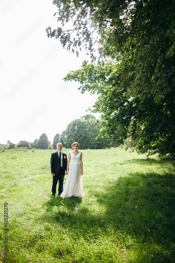 Happy bride and groom on their wedding. Happy bride and groom on their wedding.