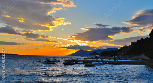 Orange sunset in Makarska Riviera